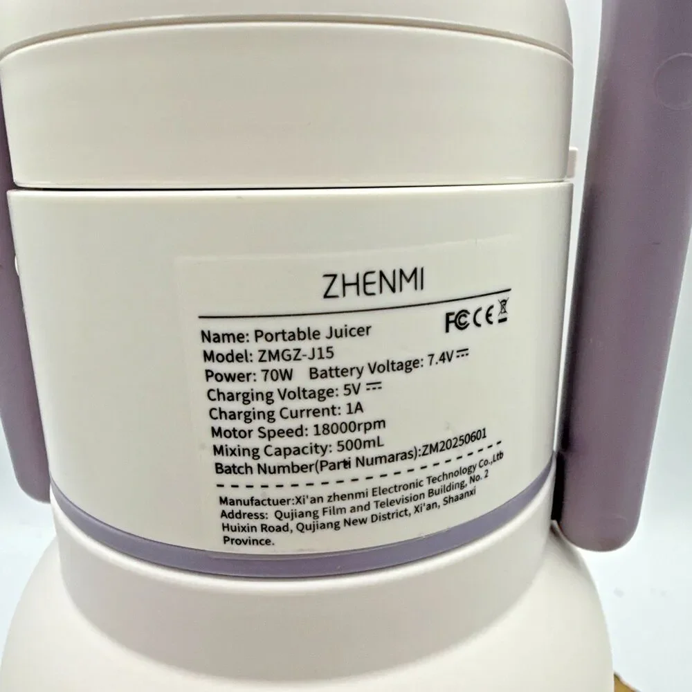 ZHENMI Portable Blender, Personal Blender for Smoothies/Shakes Cordless Purple